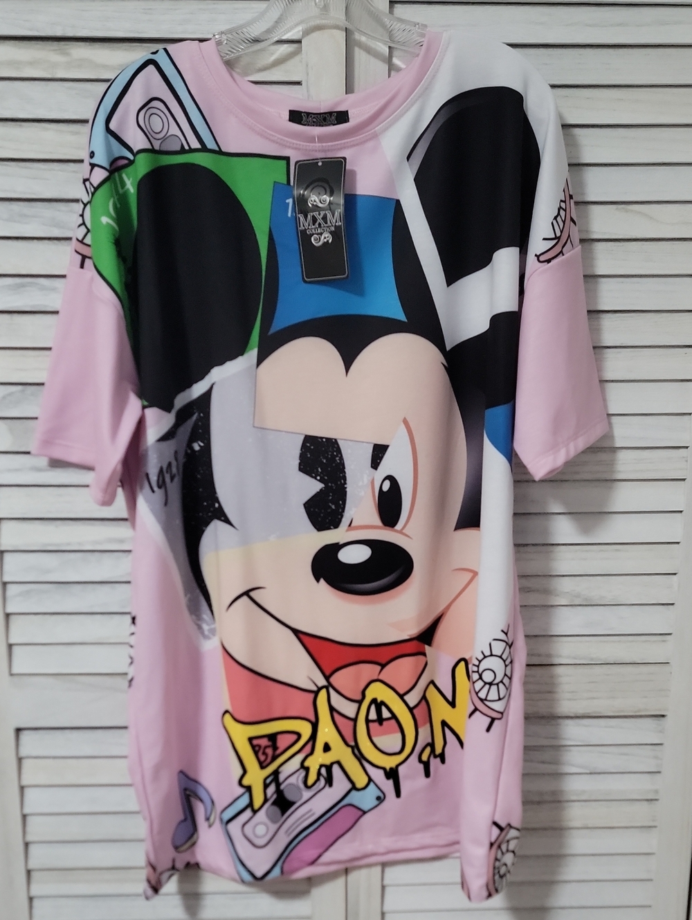 NWT PAOM Print All Over Me Mickey Mouse Oversized Sleep Shirt Pajama Tee OS